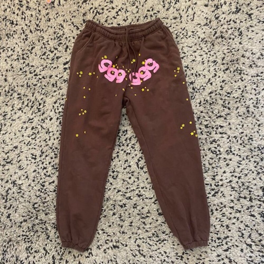 Sp5der 555 Angel Number Sweat Pants Brown Pink W Size Med